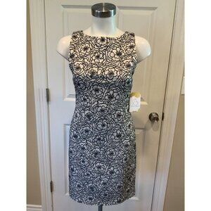 Alice + Olivia White W/ Black Floral Jacquard Patterned Dress, Size 4 (US)